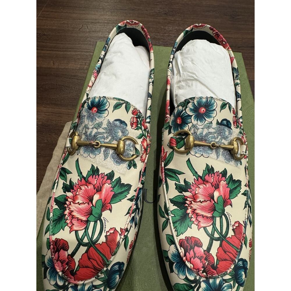 Gucci NWT Moccasin Leather Wexford Brit Roses Multicolor MSRP$1050 Size 39 - Picture 9 of 10